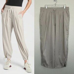 Athleta Women's Revive Pant in Abalone White Sz 16 Drawstring Waist Lightweight